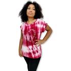 Blusa Bata de Malha Manga Curta Tie Dye Strass Coração Gato