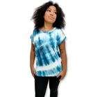 Blusa Bata de Malha Manga Curta Tie Dye Strass Fé e Coração