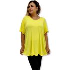 Blusa Bata Feminina Manga Curta Malha Lisa Plus Size 52 54