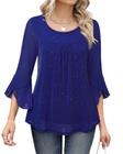 Blusa Bebonnie Dressy Casual, manga 3/4, gola redonda, azul profundo