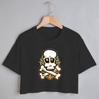 Blusa Blusinha Camiseta Cropeed TShirt Feminina Algodão Tecido Premium Estampa Digital Caveira X