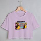 Blusa Blusinha Camiseta Cropeed TShirt Feminina Algodão Tecido Premium Estampa Digital Som Dj Hit