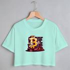 Blusa Blusinha Camiseta Cropped TShirt Feminina Algodão Tecido Premium Estampa Digital Bitcoin