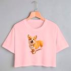 Blusa Blusinha Camiseta Cropped TShirt Feminina Algodão Tecido Premium Estampa Digital Cachorro Welsh Corgi Pembroke