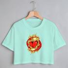 Blusa Blusinha Camiseta Cropped TShirt Feminina Algodão Tecido Premium Estampa Digital Coração Amor Love