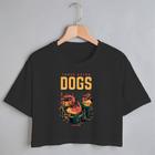 Blusa Blusinha Camiseta Cropped TShirt Feminina Algodão Tecido Premium Estampa Digital Dogs