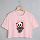 Blusa Blusinha Camiseta Cropped TShirt Feminina Algodão Tecido Premium Estampa Digital Panda de Paletó