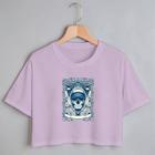 Blusa Blusinha Camiseta Cropped TShirt Feminina Algodão Tecido Premium Estampa Digital Quadro Caveira Pena
