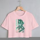 Blusa Blusinha Camiseta Cropped TShirt Feminina Algodão Tecido Premium Estampa Digital Robô Verde