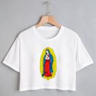 Blusa Blusinha Camiseta Cropped TShirt Feminina Algodão Tecido Premium Estampa Digital Santa Nossa Senhora