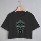 Blusa Blusinha Camiseta Cropped TShirt Feminina Algodão Tecido Premium Estampa Digital Savage Tribal Oni