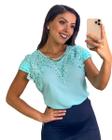 Blusa Blusinha Manga Curta Feminina Moda Evangélica Renda