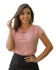 Blusa Blusinha Manga Curta Feminina Moda Evangélica Renda