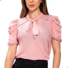 Blusa Camisa Feminina Evangélica Laço Gravatinha Com Pérolas