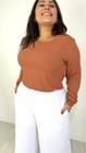 Blusa Canelada com Punho Plus Size