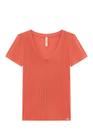 Blusa Canelada Lunender Decote V Laranja