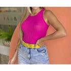 Blusa canelada nadadora feminina fashion