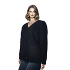 Blusa Casaco Fem Plus Size C/bolso Lã Tricot De Frio 409A