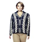 Blusa Casaco Fem Plus Size Xadrez Lã Tricot De Frio 206