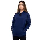 Blusa Casaco Moletom Feminino Canguru Com Capuz Marinho