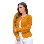 Casaco Casaquinho Feminino lansinha Liso Plus Size com Botão