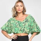 Blusa Colcci Cropped Manga Bufante Feminina