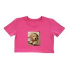 Blusa Cropped Camisa Infantil Menina 100% Algodão Manga Curta Cachorrinho Pet Moda Verão