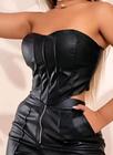 Blusa cropped corset com zíper nas costas sintético feminino estilo