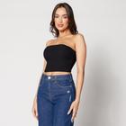 Blusa Cropped Faixa com Bojo Preto