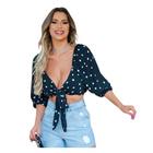 Blusa Cropped Feminina com Amarração Manga Longa Bulfante CB205