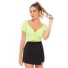 Blusa Cropped Feminina Infinitto Lady Transpassada Verde