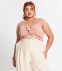 Blusa Cropped Feminina Plus Size Secret Glam Rosa