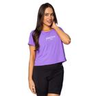 Blusa Cropped Feminina Selene Esportiva de Malha com Estampa Lilás