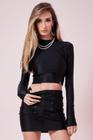 Blusa Cropped Feminina Up Glam Com Dedeira Planet Girls Preto