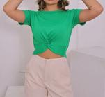 Blusa Cropped feminina viscolycra elegante manga curta nozinho