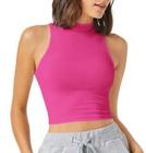 Blusa cropped feminino poliéster cavado gola alta