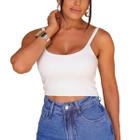 Blusa Cropped Feminino Regata Alcinha Fina Verão