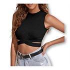 Blusa cropped feminino regata recorte na lateral viscolycra confortável