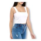 Blusa Cropped feminino top alça larga poliéster elegante