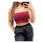 Blusa Cropped feminino top faixa poliéster tendência estilo