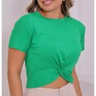 Blusa Cropped feminino viscolycra manga curta nozinho elegante