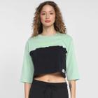 Blusa Cropped Hurley Line Bicolor Manga 3/4 Feminina