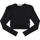 Blusa Cropped Juvenil Feminina Mod.Me em Canelado cor Preto