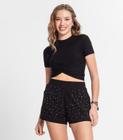 Blusa Cropped Juvenil Feminina Transpassada Minty Preto