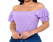 Blusa Cropped laise ciganinha dois babados feminina