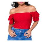 Blusa Cropped laise ciganinha dois babados moda feminina