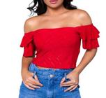 Blusa Cropped laise ciganinha dois babados novidade feminina