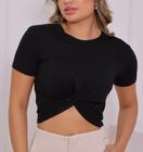 Blusa cropped manga curta nózinho Viscolaycra Moda Gringa - Filó Modas