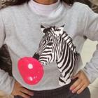 Blusa cropped moletom feminino manga longa zebra babaloo