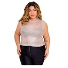 Blusa Cropped Paetê Plus Size Xg Tamanho Grande Luxo - Mili - S